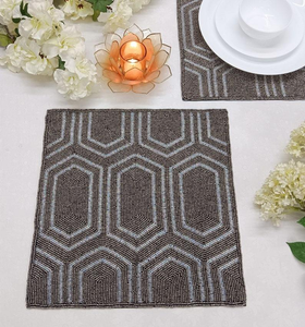 Posavasos con diseño de sombrero y cuentas, decoración de mesa, posavasos bordados a mano con cuentas de mosquitos, manteles individuales, posavasos de cuentas multicolor - Product Image 2