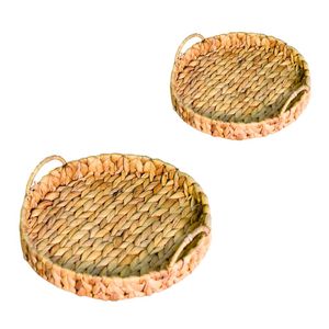Handcrafted WATER HYACINTH TRAY FRUIT STORAGE BASKET with Handles Decorative Home Tray - Product Image 1