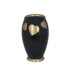 HHO-Urna conmemorativa de latón negro azulado monarca para adultos, contenedores de cenizas personalizados con Corazón dorado grabado para funerales - Product Image 2