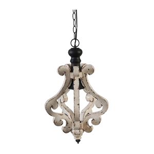 Lampadario in legno di campagna francese bianco per lampadario da soggiorno luce a sospensione con lampadina non inclusa - Product Image 3