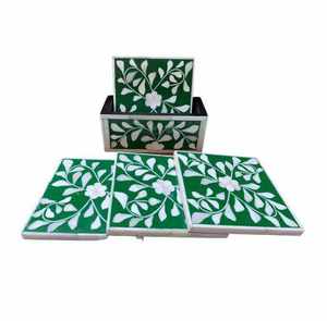 Traditional Bohemian Eco-Friendly Bone Inlay Coaster Handcrafted <b>Table</b> Protection Accessory Living Room Dining Guest Area - Product Image 3