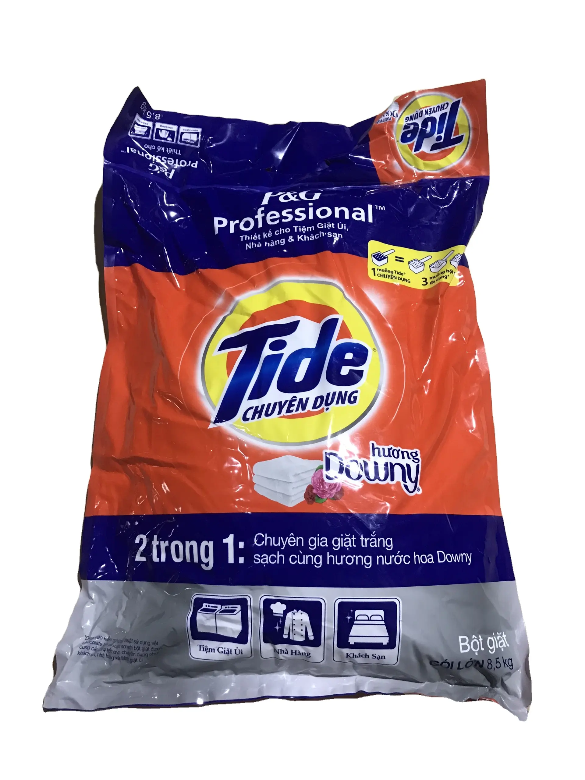 مسحوق تنظيف سوبر وايت داوني من Tide سعة 8.5 كجم للبيع بالجملة مزود بمادة تنظيف جوهرية وجديدة صناعة فيتنام