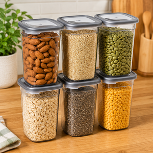 Recipiente Transparente de PET de 1000 ml para Almacenamiento de Alimentos en la Cocina, Azúcar, Té, Café, Cereales y Productos Secos - Product Image 1