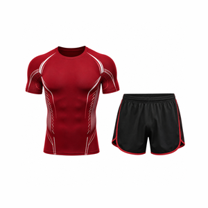 Ensemble de vêtements de sport pour homme, t-shirt de course avec short de sport, entraînement en salle de sport, fitness, vêtements de performance à séchage rapide - Product Image 1