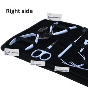 Kit professionnel de pinces à extensions capillaires en acier inoxydable blanc, 5 pouces, pour micro-perles, crimpage, démontage, clips de coiffure et aiguille à crochet, pour salon - Product Image 3