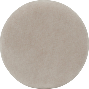 Modern MDF LVL Veneer <b>Pouf</b> Cream Fabric Upholstered Ottoman Stool Living Room Bedroom Furniture - Product Image 4