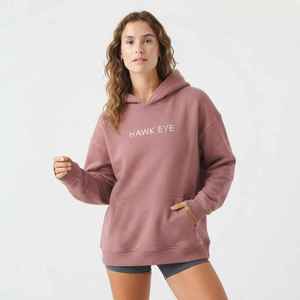 เสื้อฮู้ดโอเวอร์ไซส์ผู้หญิง สีชมพูอมเทา ทรงหลวม ผ้าฟลีซ มีฮู้ด สไตล์ลำลอง สีพื้น สำหรับฤดูใบไม้ร่วง - Product Image 1