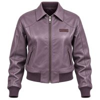Veste en cuir véritable violet mauve pour femme, en peau d'agneau souple, col rabattable, poches zippées, ourlet côtelé, vêtement d'extérieur, fournisseur Darkry
