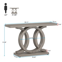 Table de couloir Tribesigns de 55 pouces avec base géométrique, table d'entrée en bois, console moderne, tables d'entrée