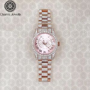 Reloj de Lujo Charm_Jewells de Acero Inoxidable con Caja Redonda de 36 mm, Cuarzo Analógico, Bisel con Diamantes, Moda Femenina - Product Image 1