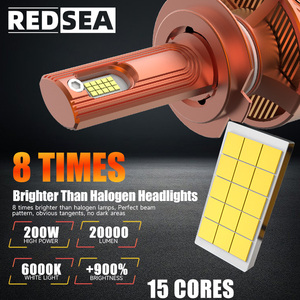 Redsea R35 200W 20000lm Luces LED para Auto CSP <span class=keywords><strong>4070</strong></span> H3 H7 Faro LED 9005 H4 H11 9006 9012 Bombilla de Faro para Auto 12V Universal - Product Image 2