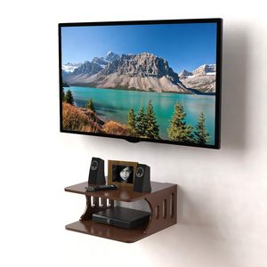 Soporte multiusos para decodificador, estante de pared, belleza en su máxima expresión para módem Wi-Fi, estante de exhibición para sala de estar, dormitorio (marrón) - Product Image 3