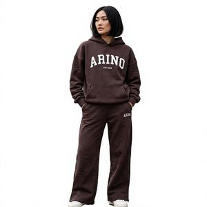 ชุดเซ็ตเสื้อฮู้ดดี้ลายกราฟิก ALASKA สีชมพูสดใส และกางเกงขายาวทรงหลวม สไตล์ลำลองสำหรับผู้หญิง - Product Image 4