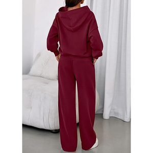 Conjunto de Sudadera Holgada y Pantalones Anchos para Mujer, Ropa Deportiva Informal de Felpa, Conjunto de 2 Piezas - Product Image 4