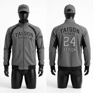 Veste d'entraînement de baseball en polyester et élasthanne de qualité supérieure 280 GSM, noire, coupe ajustée, avec logo personnalisé sur les panneaux latéraux - Product Image 2