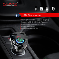 ROADPOWER (RP-FMTR26) Émetteur FM portable avec chargeur de voiture, diffusion sans fil, lecture de musique 3 voies et lecteur MP3