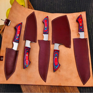 Ensemble de couteaux de cuisine en acier Damas, fabrication artisanale, couteaux de chef professionnels, manche en bois naturel, fabricant - Product Image 4