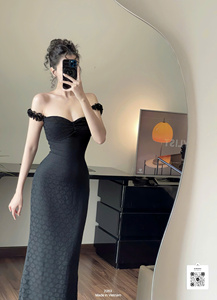 เดรสยาวผู้หญิงขายส่ง - ดีไซน์หรูหราเปิดไหล่ แต่งลูกไม้ รุ่น ET2263 - Product Image 3