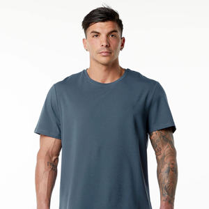 T-shirt pour homme à coupe raglan et épaules tombantes, gris chiné, mélange 94% coton 6% élasthanne, T-shirts pour homme - Product Image 3