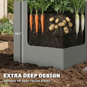 Fioriera Rialzata da Giardino 1.4 X 1.4 X 1.5 ft in Acciaio Zincato Grigio per Esterni, per Verdure, Fiori ed Erbe, Guanti Inclusi - Product Image 4