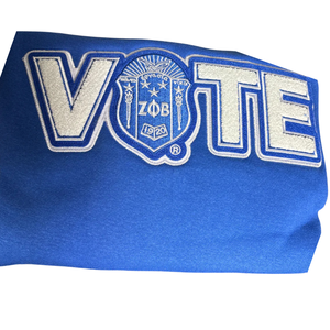 Sweat-shirt Zeta Phi Beta Chenille VOTE bleu pour femme, col rond brodé de lettres grecques, haut décontracté de qualité supérieure - Product Image 3