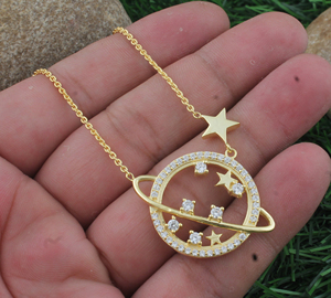 Collar de Estrella Galáctica Chapado en Platino CZ, Plata de Ley 925, Colgante de Estrella del Norte Celestial, Unisex, Vintage, Noche Estrellada, Aniversario - Product Image 2