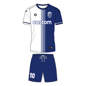 Camiseta de Fútbol Personalizada para Hombre, Color Blanco y Azul, Manga Larga, Absorbe la Humedad, Cuello Alto, Corte Regular para Adultos, Verano, 100% Poliéster - Product Image 2