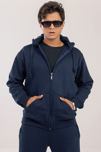 Nueva Llegada, Sudadera con Capucha y Cremallera de Primera Calidad, 100% Algodón, para Hombre, Azul Marino, Cómoda, Relajada, Casual, Resistente al Viento - Product Image 5