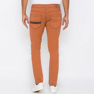 Herren-Hose mit Mittlerer Taille und Geradem Schnitt, Lässige Freizeithose in Orange, Gewebt, Unifarben Gefärbt, Reißverschluss, Seitentaschen, Frühlingsstil - Product Image 4