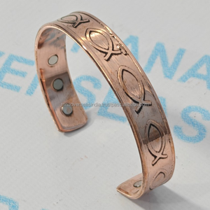 Brazalete Magnético Moderno de Cobre Sólido con Patrón de Pez, 6 Imanes, Alivio del Dolor, Terapia Energética, Artesanía Metálica para Hombres y Mujeres - Product Image 2