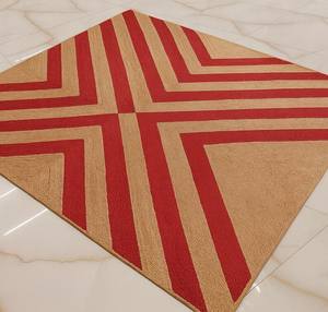 พรมเชือกปอแบบโบฮีเมียนลายเชฟรอน พรมใยธรรมชาติถักสำหรับห้องนั่งเล่น - Product Image 6