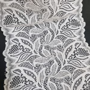 Encaje Elástico Festoneado con Diseño de Hojas, 20cm de Ancho, Tela Ligera de Spandex/Nylon para Lencería, Vestidos y Novias - Product Image 3