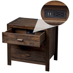 2 Comodini in Legno Massello di Quercia con 3 Cassetti, Tavolino Laterale per Camera da Letto e Soggiorno, Elegante Comodino per Appartamento - Product Image 5