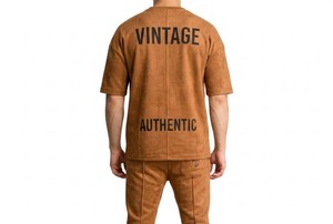 Ensemble de survêtement vintage marron pour homme, t-shirt à manches courtes à col rond avec pantalon à taille élastique, tenue décontractée pour l'automne - Product Image 4
