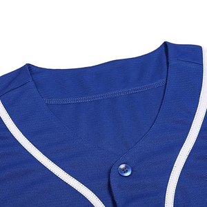 Maillot de baseball unisexe pour adulte, manches courtes, bleu, anti-humidité, boutons sur le devant, couleur unie, coupe classique, toutes saisons - Product Image 3
