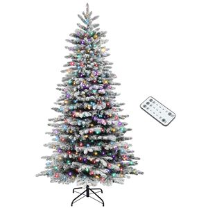 Albero di Natale Artificiale Pre-Illuminato da 210 cm con 500 Luci LED e 1264 Punte di Rami, Effetto Neve, Verde - Product Image 1