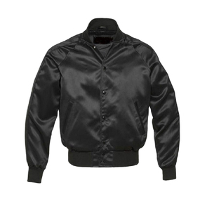 Veste bomber décontractée en satin de haute qualité pour homme, style universitaire, noire, pour la saison d'hiver - Product Image 1