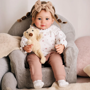Poupée Reborn Babeside Candy de 22 pouces, petite fille tachetée, tête et membres en vinyle, corps en tissu, poupée bébé Reborn - Product Image 1