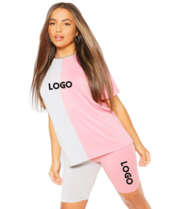 Conjunto de 2 piezas para mujer: camiseta oversize y shorts de ciclista, atuendo informal de verano - Product Image 1