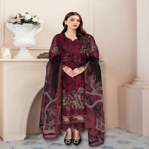 ชุดแต่งงาน3ชิ้นผ้าชีฟองปักสำหรับผู้หญิงชุดอินเดียชุดเดรส anarkali - Product Image 5