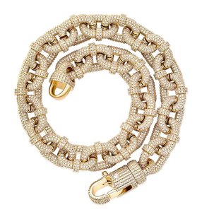Chaîne cubaine Miami unisexe en argent sterling 925 plaqué or rose avec moissanite, style hip-hop de luxe - Product Image 5