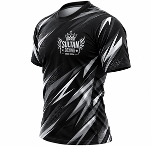 เสื้อเจอร์ซีย์คอกลมแขนสั้นทรงปกติสำหรับผู้ชาย ผ้าโพลีเอสเตอร์ 100% ลายทาง ระบายอากาศได้ดี น้ำหนัก 140 กรัม พร้อมโลโก้ด้านหน้า เหมาะสำหรับทีมกีฬา - Product Image 3