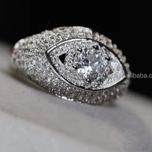 Anillo de Moissanita con Diamantes Estilo Hip Hop para Hombre y Mujer, Anillo Iced de Plata Esterlina 925 con Baño de Rodio, Regalo de Aniversario de Bodas - Product Image 3