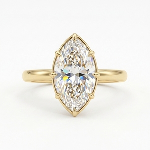 Astrid Floating Bezel Moderner Marquise-Schliff Solitär Labor-Diamant Damenring IGI-Zertifiziert 14k Gelbgold Plattiert Filigraner Ring - Product Image 4