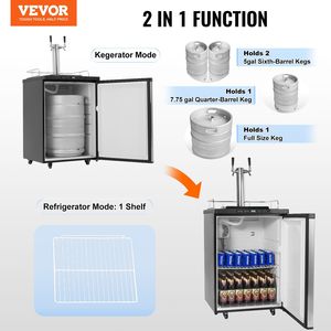 Dispensador de Cerveza de Grifo Doble, Kegerator de Tamaño Completo con Tanque de CO2 (Sin Gas), Bandeja Recolectora de Goteos, Riel de 23 Pulgadas - Product Image 2