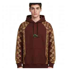 Sweat à capuche unisexe NEXTEX Gold Fanburst, couleur chocolat brun, en molleton de coton doux, chaud, avec motif graphique - Product Image 1