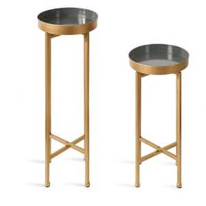 Modern Industrial Gunmetal Aluminum <b>Side</b> <b>Table</b> <b>Round</b> Ribbed Pedestal Accent <b>Table</b> with Minimalist Base for Designer Lounge - Product Image 4