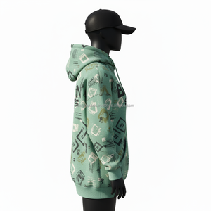 Sweat à capuche en polaire premium pour femme, 340 GSM, mélange de coton doux, imprimé intégral, logo personnalisé sur le devant, impression en relief, vêtements décontractés, sweats à capuche basiques - Product Image 3