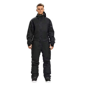 Combinaison de ski une pièce pour homme, noire, imperméable, isolée, à capuche, pour snowboard, combinaison d'hiver - Product Image 1