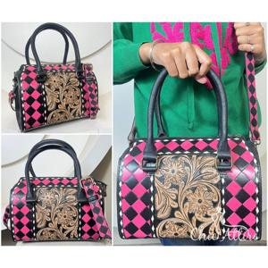 Bolso de Mano Mediano Speedy, Bolso de Hombro de Cuero Genuino Hecho a Mano con Diseño a Cuadros, Bolso Bandolera para Viajes Diarios, Bolso de Lona - Product Image 1